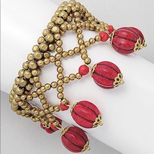 Beautiful brass and Coral Howlite bracelet